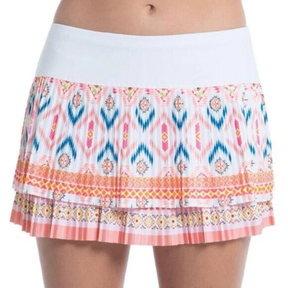 Lucky in Love Novelty Mojave Mood Pleated Skort orange white sz Medium - Picture 1 of 5